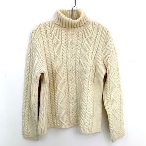 English Wool Cable Turtleneck Sweater Sz M